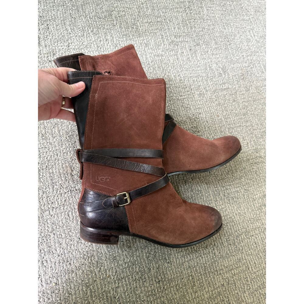 Ugg brown leather boots Sherpa insole women’s 9.5